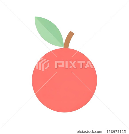 Fresh Healthy Fruit Symbol With Stem And Leaf Fresh Healthy Fruit Symbol With Stem And Leaf 138973115