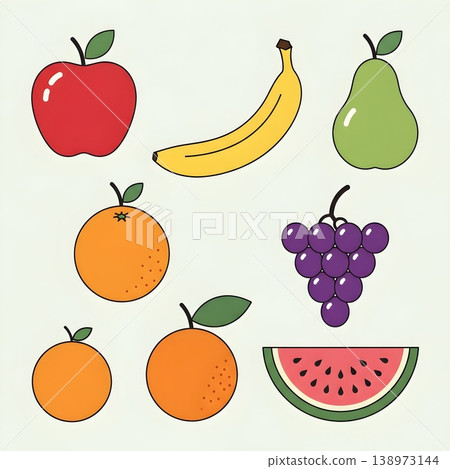 Colorful Fresh Fruit Collection Healthy Eating Design Colorful Fresh Fruit Collection Healthy Eating Design 138973144