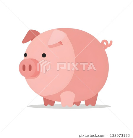 Cute Pink Pig Character Illustration Isolated White Background Cute Pink Pig Character Illustration Isolated White Background 138973153