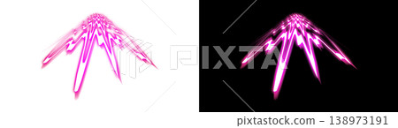 Pink lightning discharge effect, transparent background, black background Pink lightning discharge effect, transparent background, black background 138973191