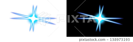 Blue starburst light effect on transparent and black backgrounds Blue starburst light effect on transparent and black backgrounds 138973193
