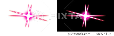 Pink starburst light effect on transparent and black backgrounds 138973196