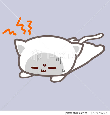 Illustration of a cat with a headache (light purple background / feeling unwell / anxious / cute) Illustration of a cat with a headache (light purple background / feeling unwell / anxious / cute) 138973223
