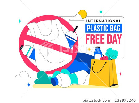 International Plastic Bag Free Day Illustration Eco Friendly Campaign Concept With Reusable Bags Recycling Symbols And Zero Waste Lifestyle Design International Plastic Bag Free Day Illustration Eco Friendly Campaign Concept With Reusable Bags Recycling Symbols And Zero Waste Lifestyle Design 138973246