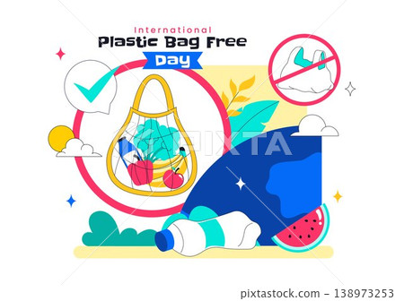 International Plastic Bag Free Day Illustration Eco Friendly Campaign Concept With Reusable Bags Recycling Symbols And Zero Waste Lifestyle Design International Plastic Bag Free Day Illustration Eco Friendly Campaign Concept With Reusable Bags Recycling Symbols And Zero Waste Lifestyle Design 138973253