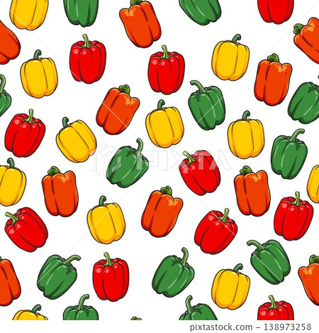 Seamless Pattern with Fresh Bell Pepper Vegetables 138973258