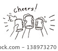 多人舉杯祝酒的插畫線稿 138973270