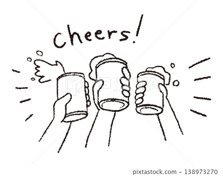 多人舉杯祝酒的插畫線稿 138973270