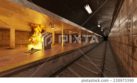 Vehicle fire scene 138973390