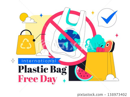 International Plastic Bag Free Day Illustration Eco Friendly Campaign Concept With Reusable Bags Recycling Symbols And Zero Waste Lifestyle Design International Plastic Bag Free Day Illustration Eco Friendly Campaign Concept With Reusable Bags Recycling Symbols And Zero Waste Lifestyle Design 138973402