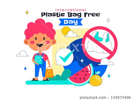 International Plastic Bag Free Day Illustration Eco Friendly Campaign Concept With Reusable Bags Recycling Symbols And Zero Waste Lifestyle Design International Plastic Bag Free Day Illustration Eco Friendly Campaign Concept With Reusable Bags Recycling Symbols And Zero Waste Lifestyle Design 138973406