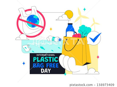 International Plastic Bag Free Day Illustration Eco Friendly Campaign Concept With Reusable Bags Recycling Symbols And Zero Waste Lifestyle Design International Plastic Bag Free Day Illustration Eco Friendly Campaign Concept With Reusable Bags Recycling Symbols And Zero Waste Lifestyle Design 138973409