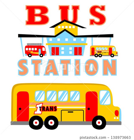 Bus station, vector cartoon illustration Bus station, vector cartoon illustration 138973663