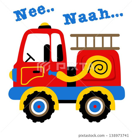 Vector cartoon illustration of fire truck Vector cartoon illustration of fire truck 138973741