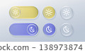 3D glass toggle slider switching from sun to moon. Glossy night mode button with transparent effect for web and mobile interface design elements 138973874