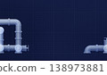 Engineering 3d render of industrial pipes with control valve on blue blueprint background. 138973881