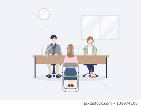 A young woman attends a casual interview for recruitment in casual clothes. A young woman attends a casual interview for recruitment in casual clothes. 138974106