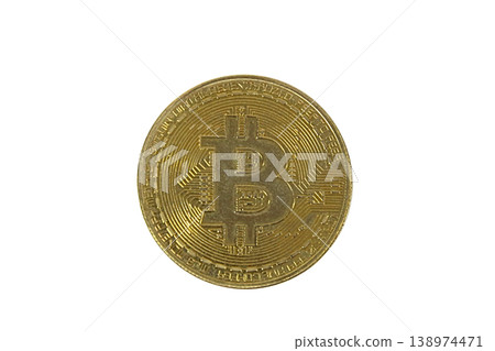 Physical bit coin on dark background with transparent background concept. Physical bit coin on dark background with transparent background concept. 138974471