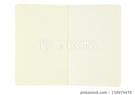 Open blank notebook with cream pages on transparent background. Open blank notebook with cream pages on transparent background. 138974476