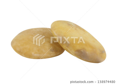 Two yellow lentils isolated on transparent background 138974480