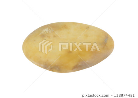 Isolated smooth yellow pebble with transparent background. 138974481