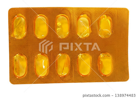 Empty medicine blister pack isolated on transparent background. Empty medicine blister pack isolated on transparent background. 138974483