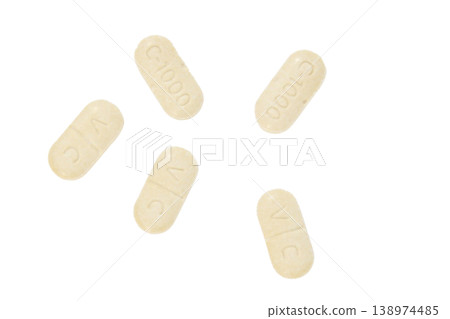 Vitamin C 1000 mg supplements isolated on transparent background. Vitamin C 1000 mg supplements isolated on transparent background. 138974485