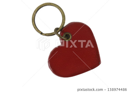 Red heart shaped keychain isolated on transparent background. Red heart shaped keychain isolated on transparent background. 138974486