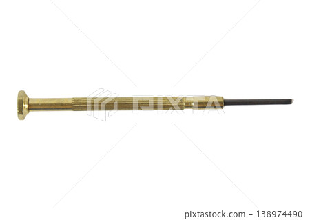 Precision jeweler screwdriver with flat head on transparent background 138974490