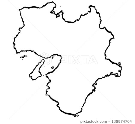 Simple illustration of a map of the Kinki region (brushstroke style). Simple illustration of a map of the Kinki region (brushstroke style). 138974704