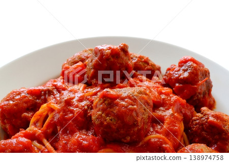 Meatball pasta on a white background Meatball pasta on a white background 138974758