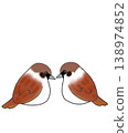 A simple illustration of sparrows deep in conversation. 138974852