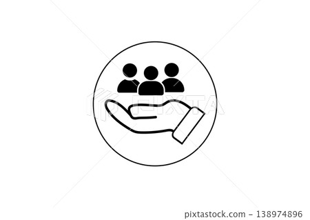 Hand Holding Group Icon Representing Community Support, Team Care, Customer Service and Social Responsibility 138974896