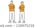 A man and a woman stand with their arms crossed, arguing. 138975238