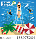 Relax on the beach. View from above. Vector illustration. 138975284