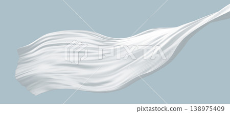Cloud dancer white fabric flowing in the wind isolated on pastel light blue background 3D render Cloud dancer white fabric flowing in the wind isolated on pastel light blue background 3D render 138975409