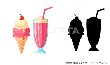 Delicious Ice Cream Cone Milkshake Sweet Treats Refreshing Delicious Ice Cream Cone Milkshake Sweet Treats Refreshing 138975617