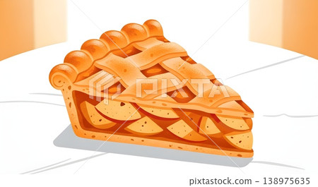 Golden Brown Lattice Top Apple Pie Slice Golden Brown Lattice Top Apple Pie Slice 138975635