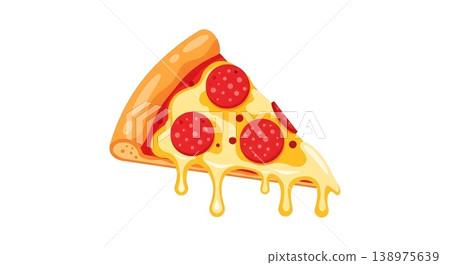 Delicious Pepperoni Pizza Slice with Melting Cheese Delicious Pepperoni Pizza Slice with Melting Cheese 138975639
