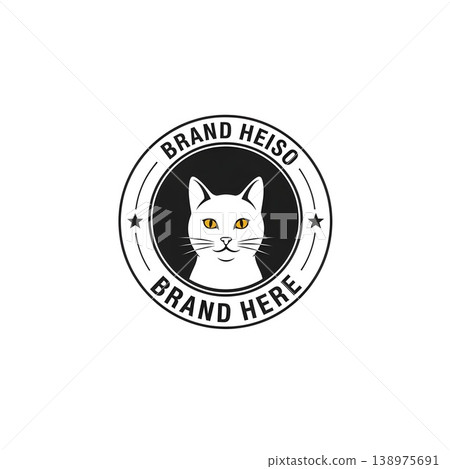 Stylish White Cat Head Logo Design Template Vector Stylish White Cat Head Logo Design Template Vector 138975691
