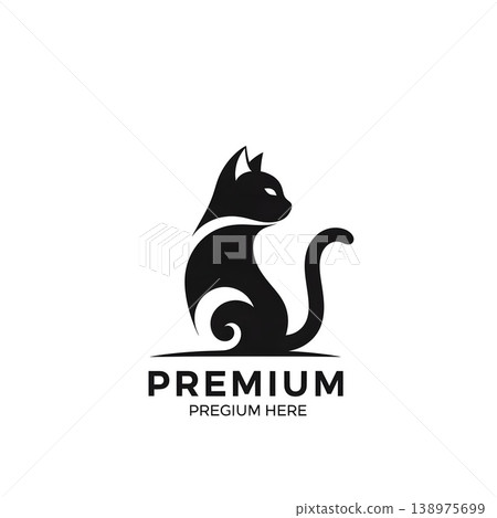 Elegant Black Cat Silhouette Modern Minimalist Feline Design Concept 138975699