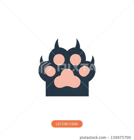 Wild Animal Paw Print With Sharp Claws Vector 138975700