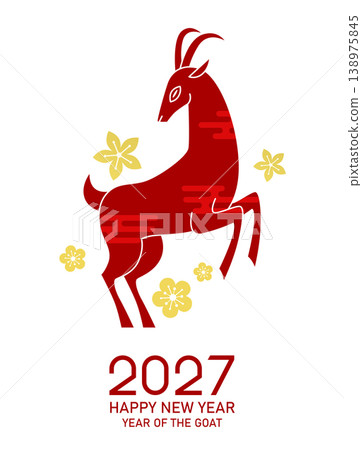 Stylized zodiac goat in paper cut style with floral pattern background Stylized zodiac goat in paper cut style with floral pattern background 138975845