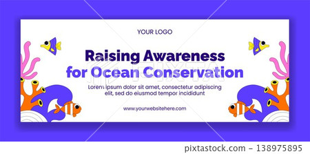 World Ocean Day Flat Cartoon Hand Drawn Social Media Cover Background 138975895