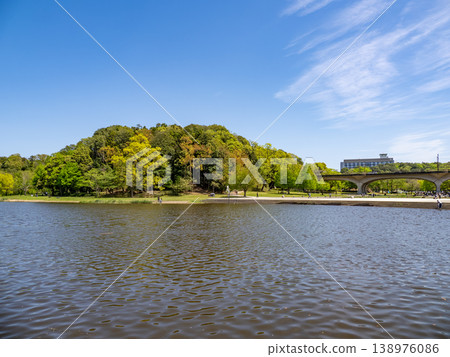 映襯著藍天的清新綠色公園景觀【千葉縣松戶市21世紀森林與開放空間】 138976086