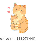 Mother cat hugging her kitten with love and warmth, vector illustration 138976445