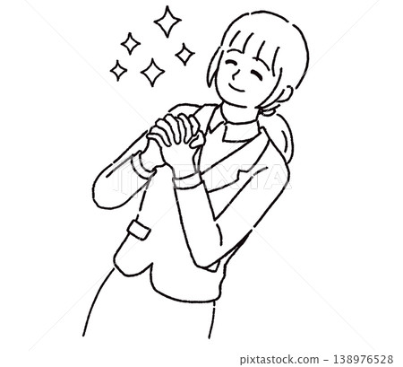 An illustration of a businesswoman with her hands clasped together and a smile on her face, making a request. An illustration of a businesswoman with her hands clasped together and a smile on her face, making a request. 138976528