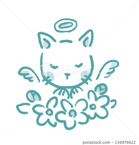 Illustration of a cat going to heaven Illustration of a cat going to heaven 138976622