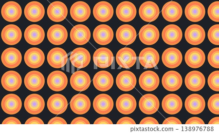 Retro pop orange concentric circle pattern on a dark navy background 138976788