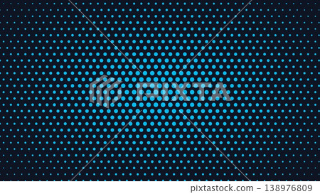 Halftone background material with cyan blue dots on a navy background. Halftone background material with cyan blue dots on a navy background. 138976809